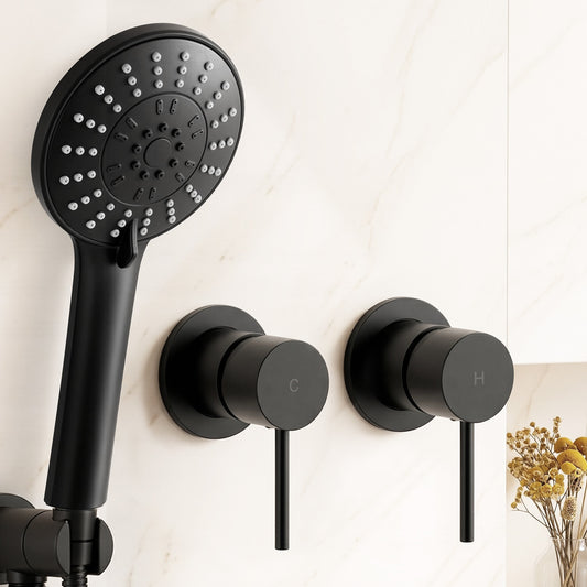 Cefito 4.5" Round Handheld Shower Head Twin Swivel Bathroom Tap