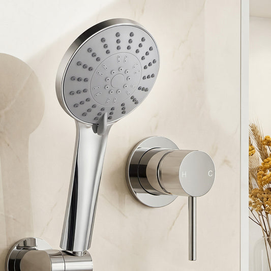 Cefito 4.5 Handheld Shower Head Round Silver Wall Mixer