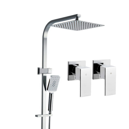 Cefito 10" Rain Shower Head Set Chrome Twin Tap Handheld