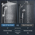 Cefito High-Pressure Rain Shower Head with Handheld, Gear-Lock Anti-Sag Arm for Family Spa, 12