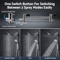 Cefito High-Pressure Rain Shower Head with Handheld, Gear-Lock Anti-Sag Arm for Family Spa, 12