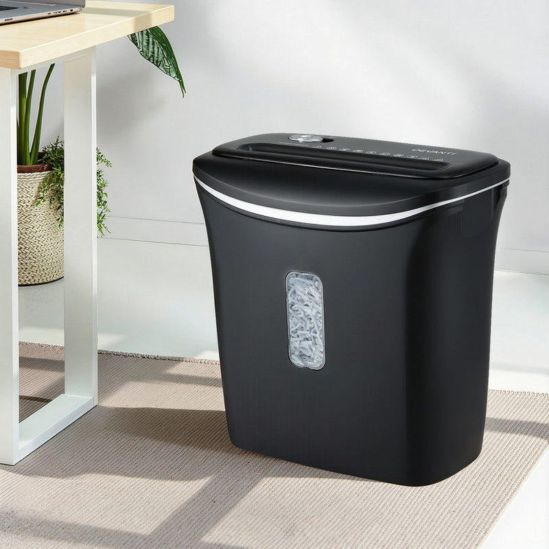 Devanti 12L Cross-Cut Shredder 8-Sheet Paper Home Office