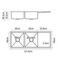 Cefito Double Bowl Kitchen Sink 111x45cm Stainless Steel Silver
