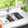 Cefito Double Bowl Kitchen Sink 111x45cm Stainless Steel Silver
