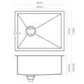 Cefito Kitchen Sink 45x39cm Stainless Steel Single Bowl