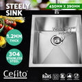 Cefito Kitchen Sink 45x39cm Stainless Steel Single Bowl