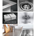 Cefito Kitchen Sink 86x44cm Double Bowl Stainless Steel Silver