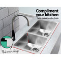 Cefito Kitchen Sink 86x44cm Double Bowl Stainless Steel Silver