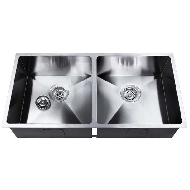 Cefito Kitchen Sink 86x44cm Double Bowl Stainless Steel Silver