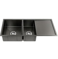 Cefito Kitchen Sink 100x45cm Double Bowl Nano Black Stainless