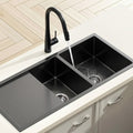 Cefito Stainless Steel Sink 100x45CM Double Bowl Pull Out Tap