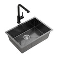 Cefito 30x45cm Stainless Steel Sink Single Bowl Black Mixer Tap
