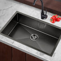 Cefito Kitchen Sink 70x45cm Stainless Steel Single Bowl Black