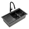 Cefito 70x45cm Stainless Steel Sink Black Single Bowl Pull Out Tap