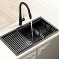 Cefito 70x45cm Stainless Steel Sink Black Single Bowl Pull Out Tap