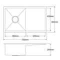 Cefito Kitchen Sink 75x45cm Stainless Steel Single Bowl Black