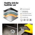 Cefito Kitchen Sink 75x45cm Stainless Steel Single Bowl Black