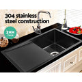 Cefito Kitchen Sink 75x45cm Stainless Steel Single Bowl Black