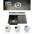 Cefito Kitchen Sink 75x45cm Stainless Steel Single Bowl Black
