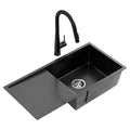 Cefito 75x45cm Stainless Steel Sink Pull Out Mixer Tap Black