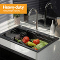 Cefito Kitchen Sink 75x45cm Stainless Steel Single Bowl Black
