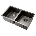 Cefito Kitchen Sink 77x45cm Stainless Steel Double Bowl Black