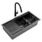 Cefito Stainless Steel Sink 81x45cm Black Single Bowl Pull Out Tap