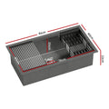 Cefito Stainless Steel Sink 81x45cm Black Single Bowl Pull Out Tap