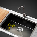 Cefito 60x45cm Stainless Steel Kitchen Sink Single Bowl Black