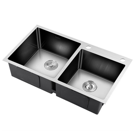 Cefito 80cm Stainless Steel Kitchen Sink Flush Mount Silver