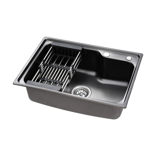 Cefito 61x43cm Stainless Steel Kitchen Sink Single Bowl Black