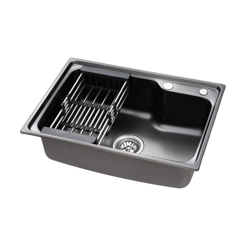 Cefito 61x43cm Stainless Steel Kitchen Sink Single Bowl Black