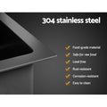 Cefito Stainless Steel Kitchen Sink 70x45cm Single Bowl Black