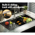 Cefito Kitchen Sink 81x45cm Stainless Steel Single Bowl Black