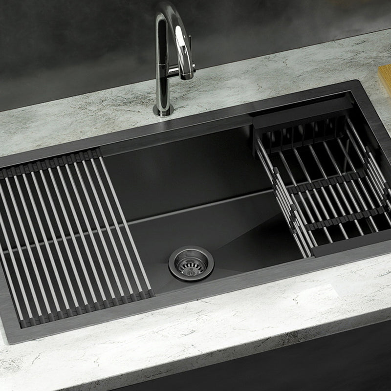 Cefito Kitchen Sink 81x45cm Stainless Steel Single Bowl Black
