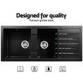 Cefito Granite Stone Kitchen Sink 1160x500 Double Bowl Black
