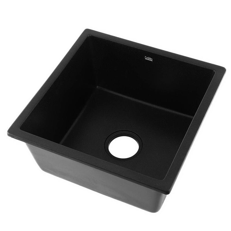 Cefito Stone Kitchen Sink 450x450mm Granite Black Under/Topmount