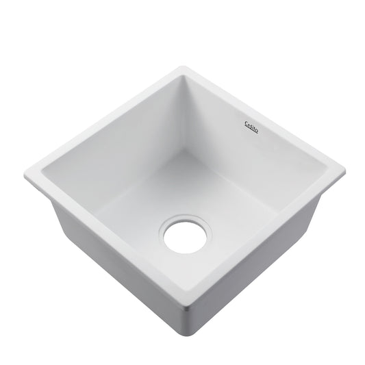 Cefito 450x450mm Granite Stone Kitchen Sink White Under/Top Mount
