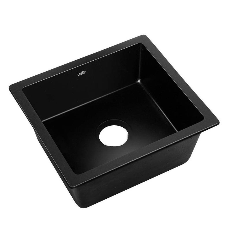 Cefito Stone Kitchen Sink 460x410mm Granite Black Undermount
