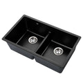 Cefito Stone Kitchen Sink 790x460mm Double Bowl Granite Black