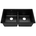 Cefito Stone Kitchen Sink 790x460mm Double Bowl Granite Black