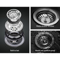Cefito Stone Kitchen Sink 790x460mm Double Bowl Granite Black