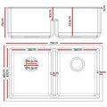 Cefito Stone Kitchen Sink 790x460mm Double Bowl White Granite