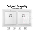 Cefito Stone Kitchen Sink 790x460mm Double Bowl White Granite
