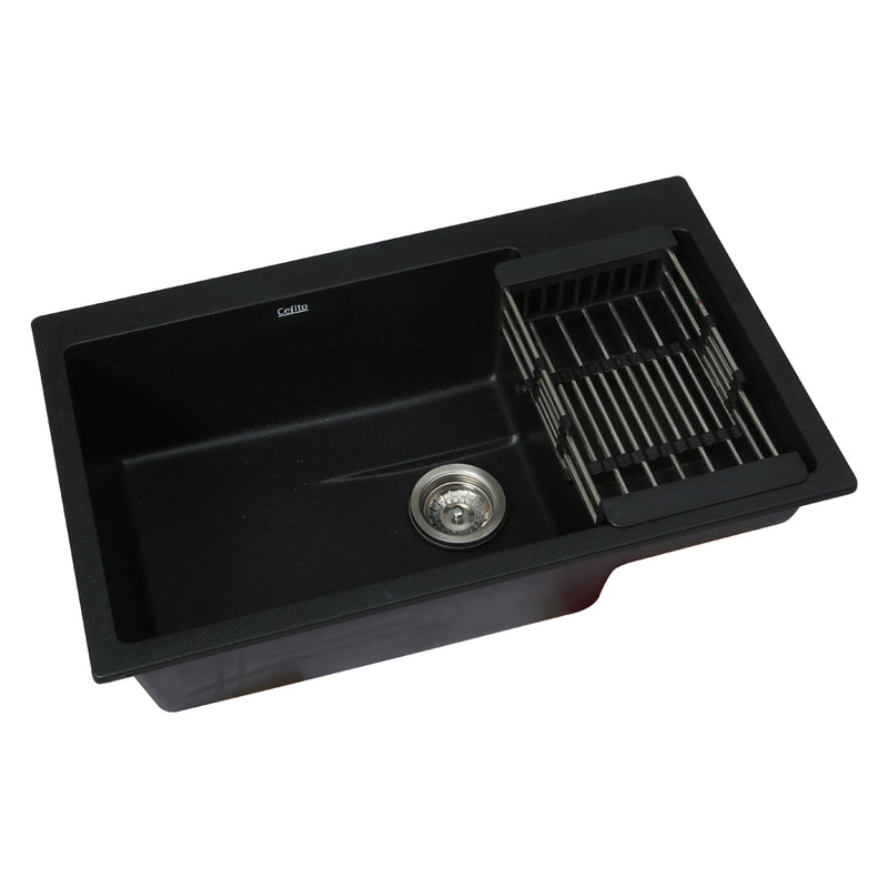 Cefito Kitchen Sink 80x48cm Granite Stone Black