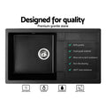 Cefito Stone Kitchen Sink 860x500mm Granite Under/Topmount Black