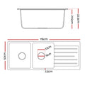 Cefito 116x50cm Double Bowl Granite Kitchen Sink Black