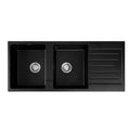 Cefito 116x50cm Double Bowl Granite Kitchen Sink Black