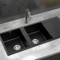 Cefito 116x50cm Double Bowl Granite Kitchen Sink Black