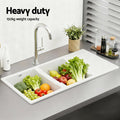 Cefito Granite Double Bowl Kitchen Sink 116x50cm White